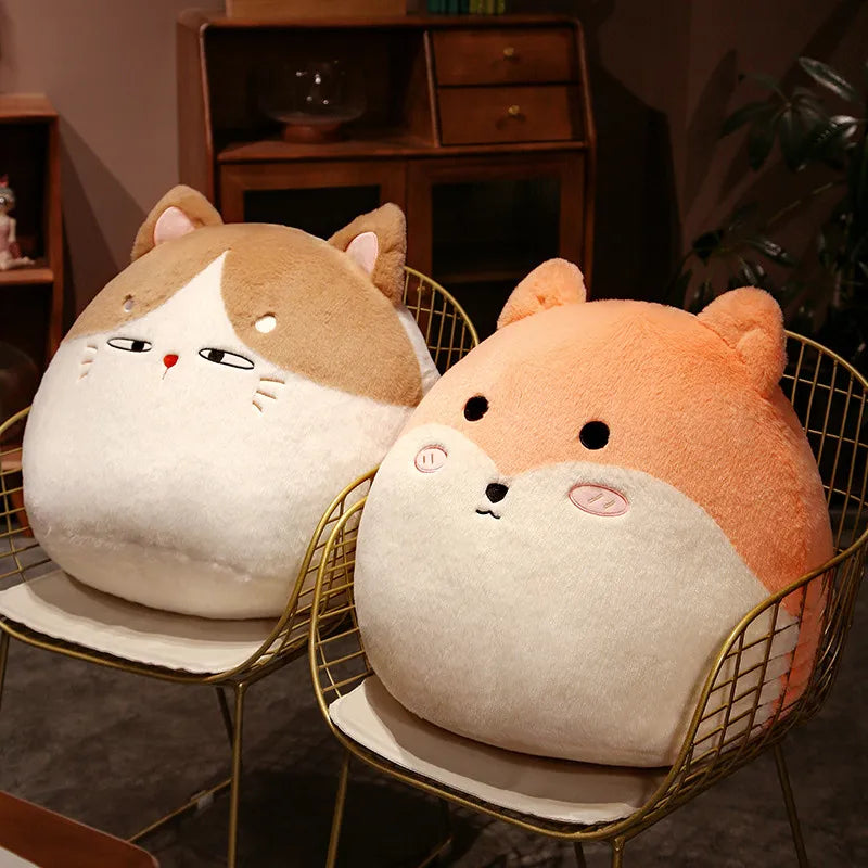 Cute Round Cat/Dog/Rabbit Plush Pillow Toys 30/60cm- 5 Styles