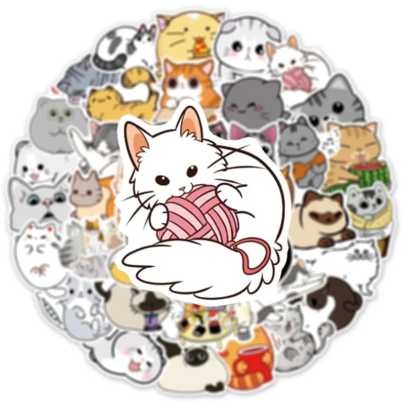 50 pcs Cute/Kawaii Cat Stickers - V7