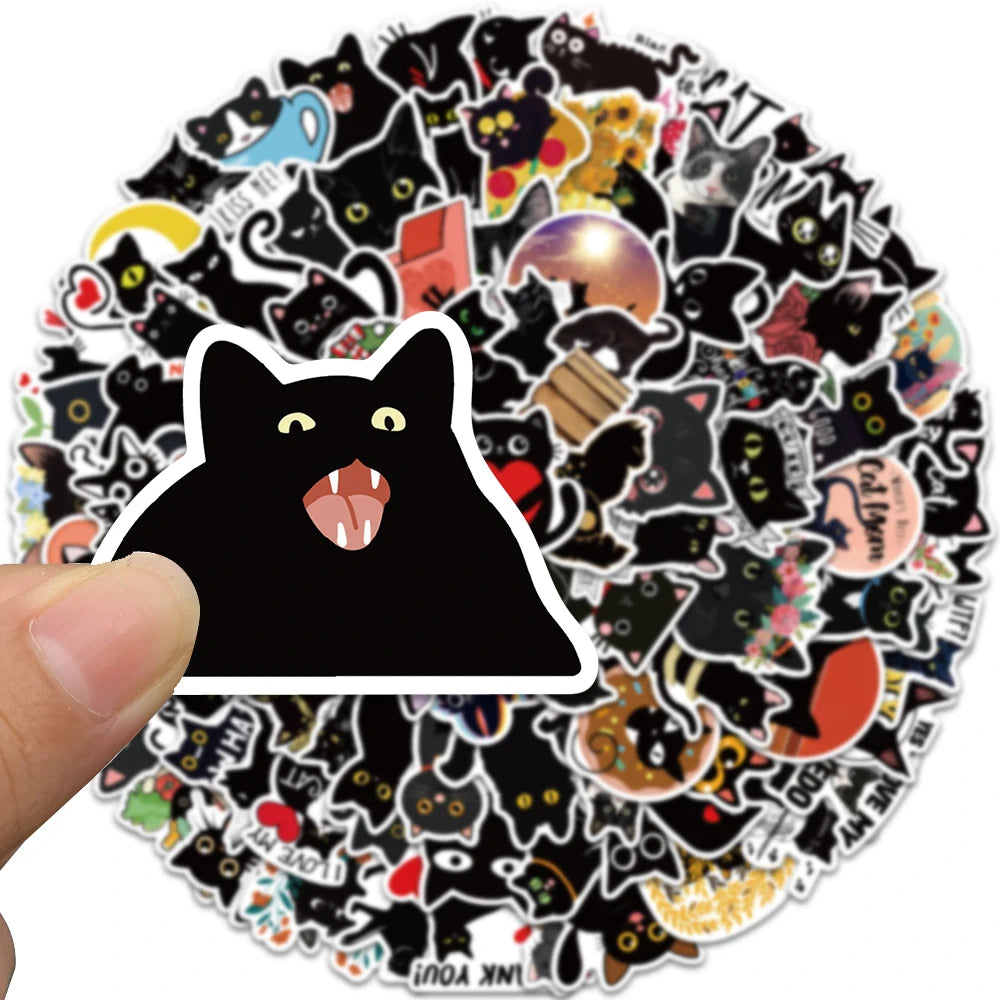 100 pcs Cute/Kawaii Black Cat Stickers