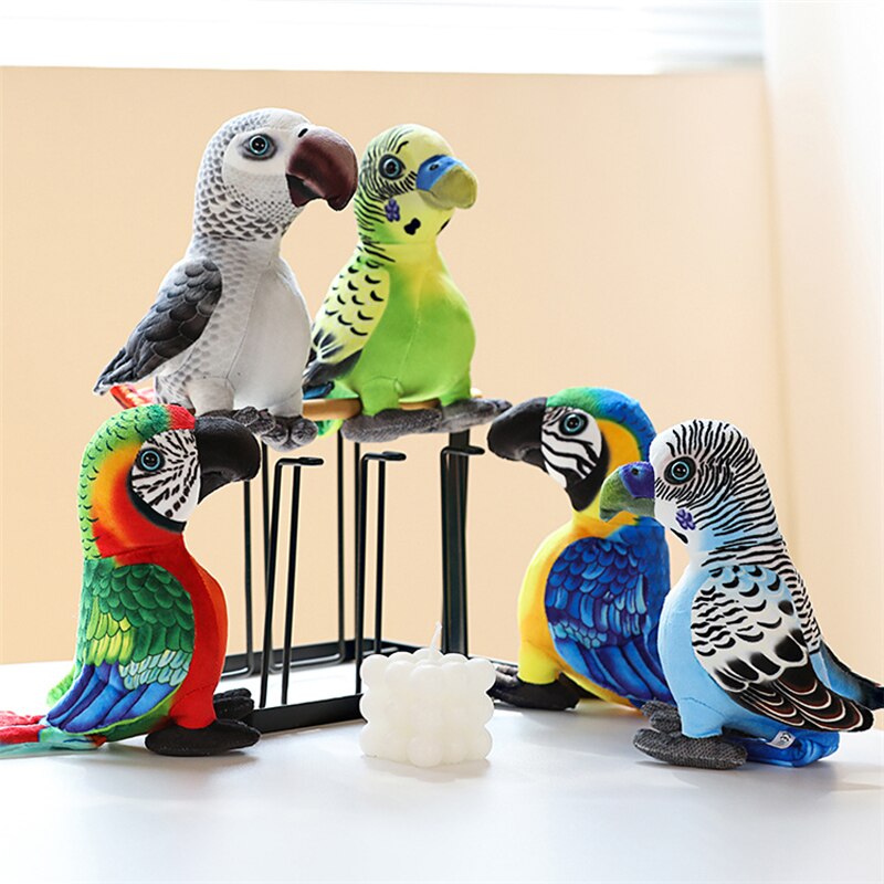 Bird (Lifelike Parrot) Plush Toys 20cm - Green/Grey/Red/Blue/Yellow