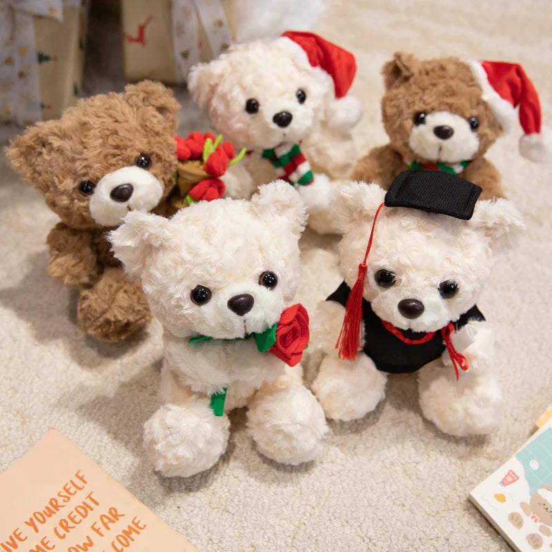 Teddy Bear With Rose/Christmas Hat/Bouquet/Graduation Plush Toys 17cm