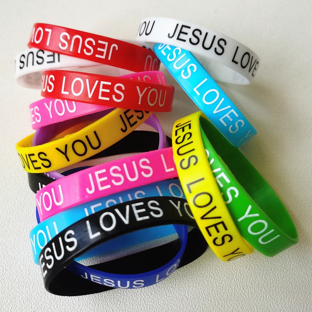 20 Pcs Christian Silicone Bracelets(Hand Wristband) - Rubber Band/NIght Glow (Mix Colours) -2