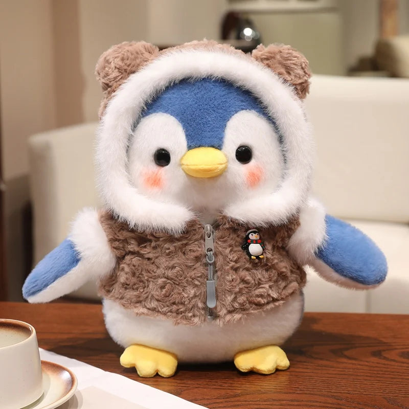Cute Penguin With Cloth/Scarf Plush Toys 22/30cm - Grey/Pink/Blue/Purple