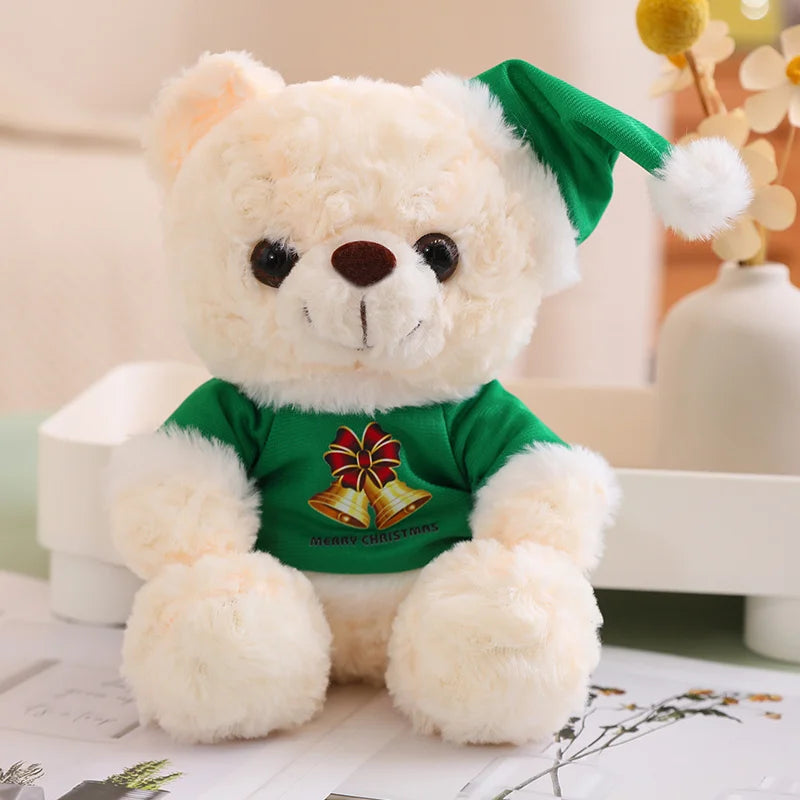 Teddy Bear With Christmas Hat And T-Shirt/Bow Plush Toys 20cm - 18 Styles
