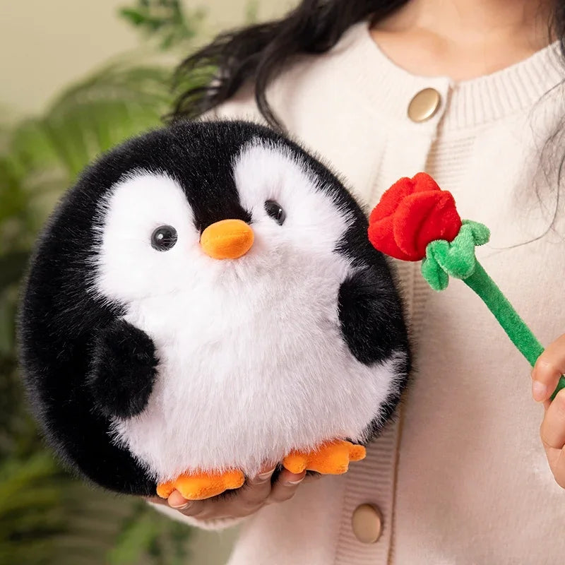 Cute Penguin With/Without Rose Plush Toys 20cm - Black/Grey