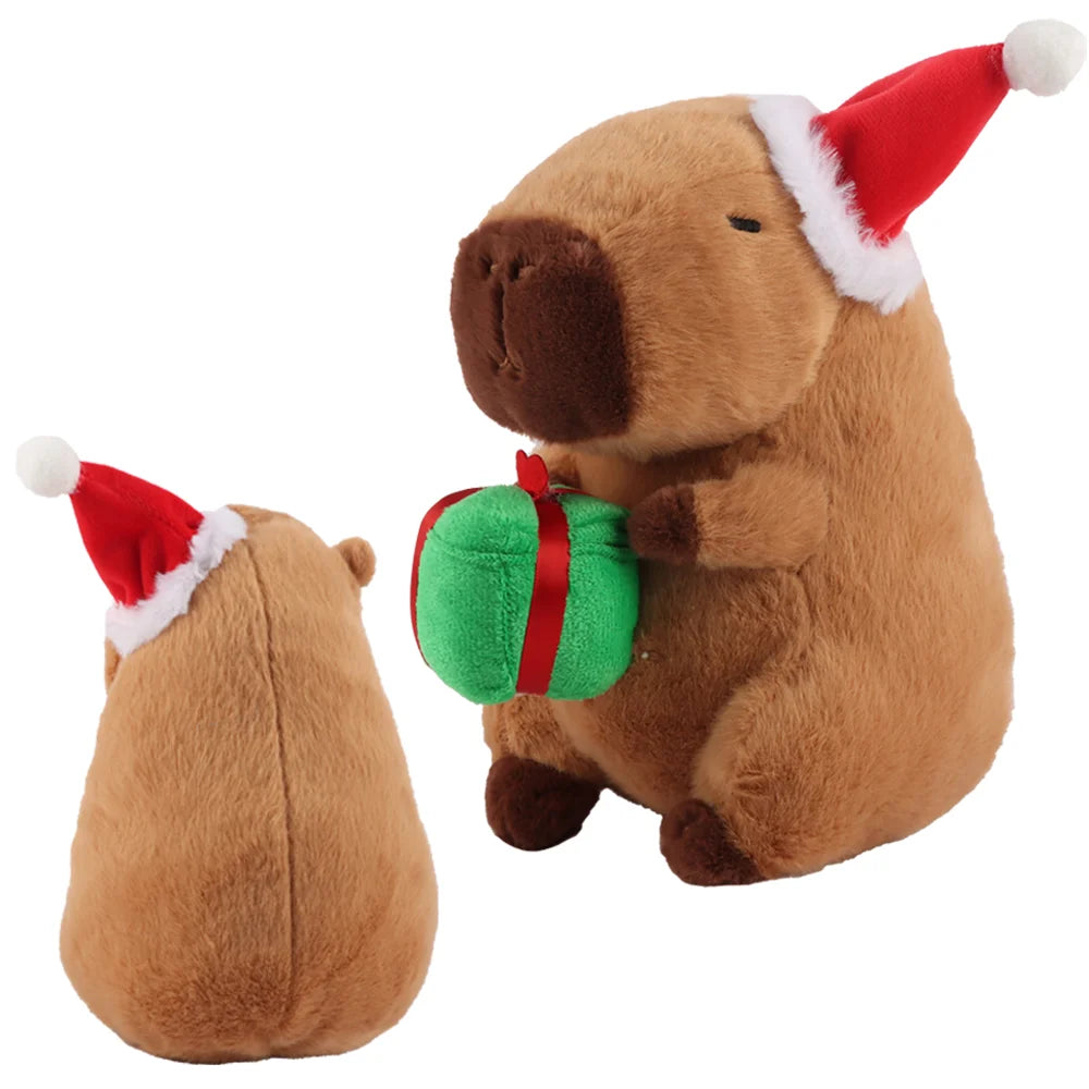 Cute Capybara With Christmas Hat and Present Plush Toys 22cm