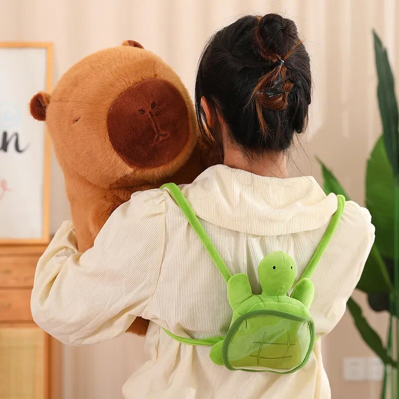 Cute Capybara With Green Bag Plush Toys 23/33/45cm