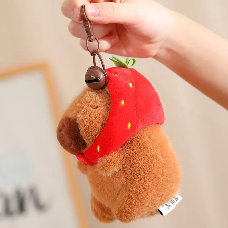 Cute Capybara With Strawberry Hat Plush Toys 22/33cm or  Plush Keychains 12cm