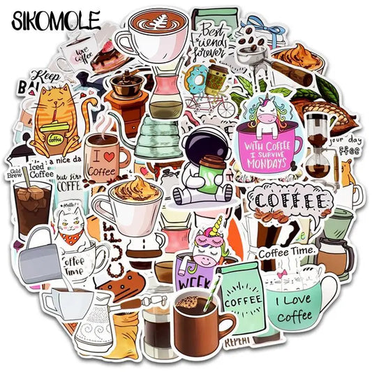 50 pcs Cute/Kawaii Coffee Stickers