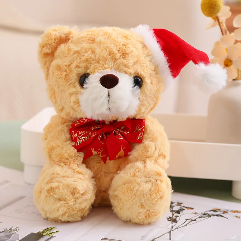Teddy Bear With Christmas Hat And T-Shirt/Bow Plush Toys 20cm - 18 Styles
