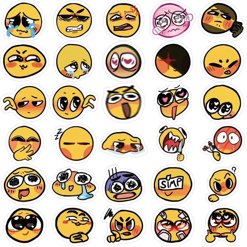 60 pcs Cute/Kawaii and Funny Emoji (Yellow Emotional Face) Stickers