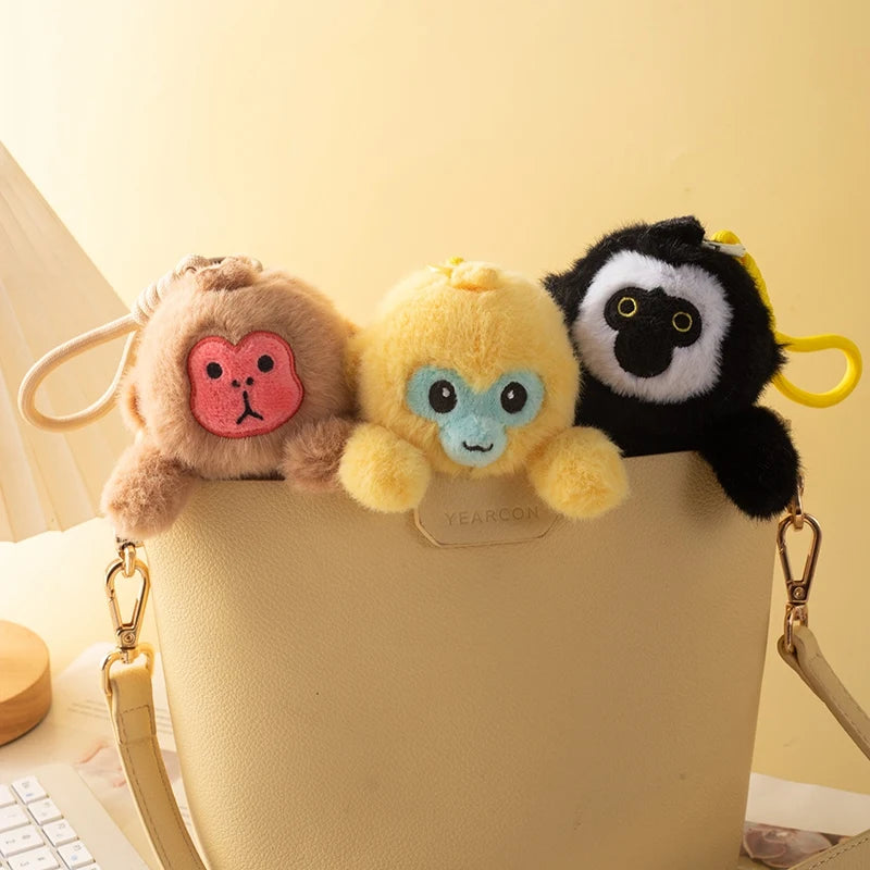 Cute Animal (Golden Monkey/Macaque/White faced saki) Plush Keychain 12cm