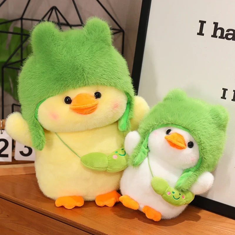 Cute Duck With Green Hat Plush Hats 24/35/50/65cm - Yellow/White