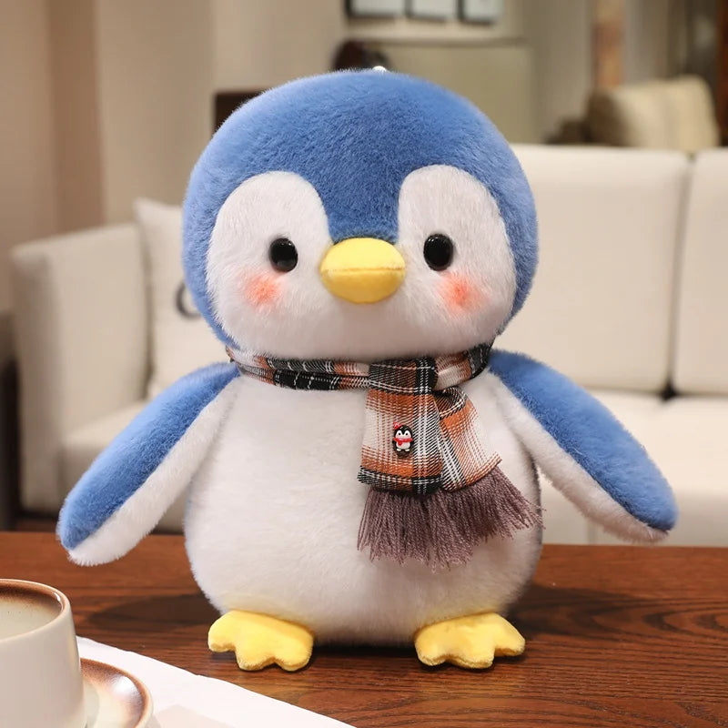 Cute Penguin With Cloth/Scarf Plush Toys 22/30cm - Grey/Pink/Blue/Purple