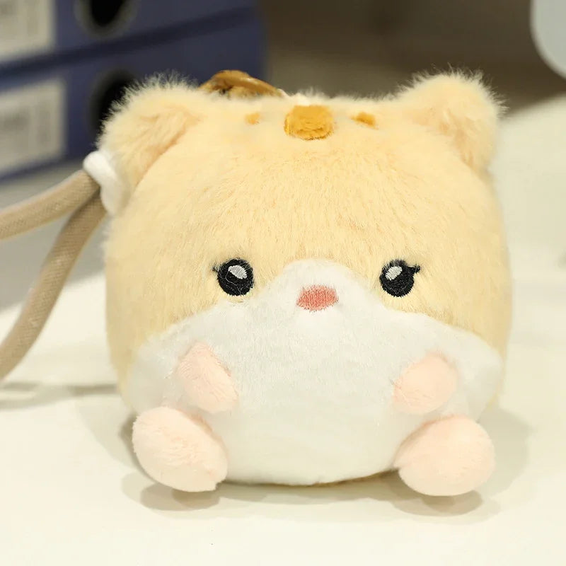 Cute Ball Shaped Animal Plush Keychain - Cat/Rabbit/Seal/Penguin/Cow/Elephant/Bee/Bird/Hamster