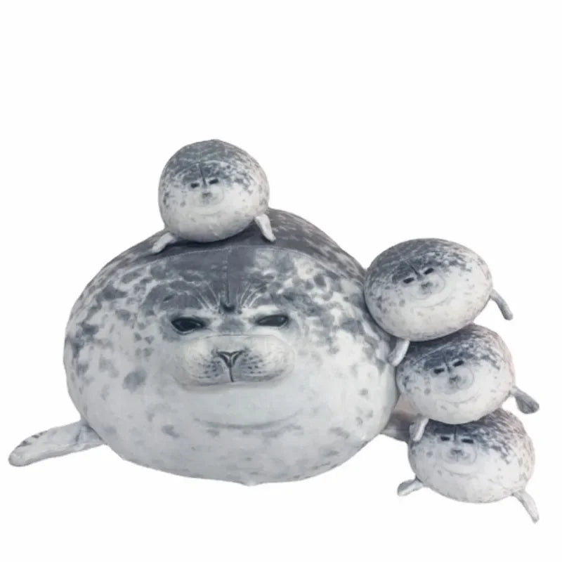 Chubby Seal Plush Pillow Toys 40cm - 2 Styles(Just Pillow Or Pillow with 4 children Plushies)