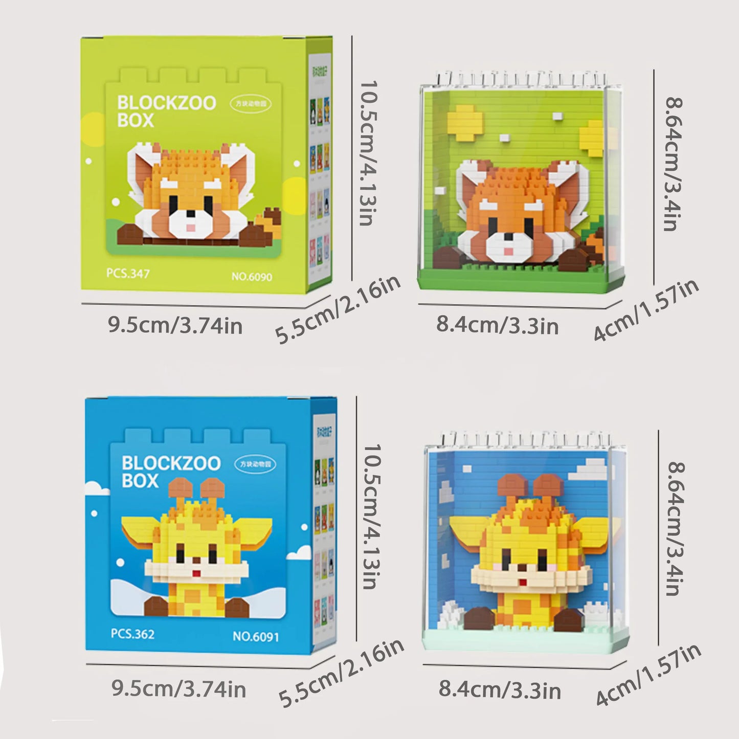 Cute Animal And Clear Display Set Mini Building Blocks - 12 Styles