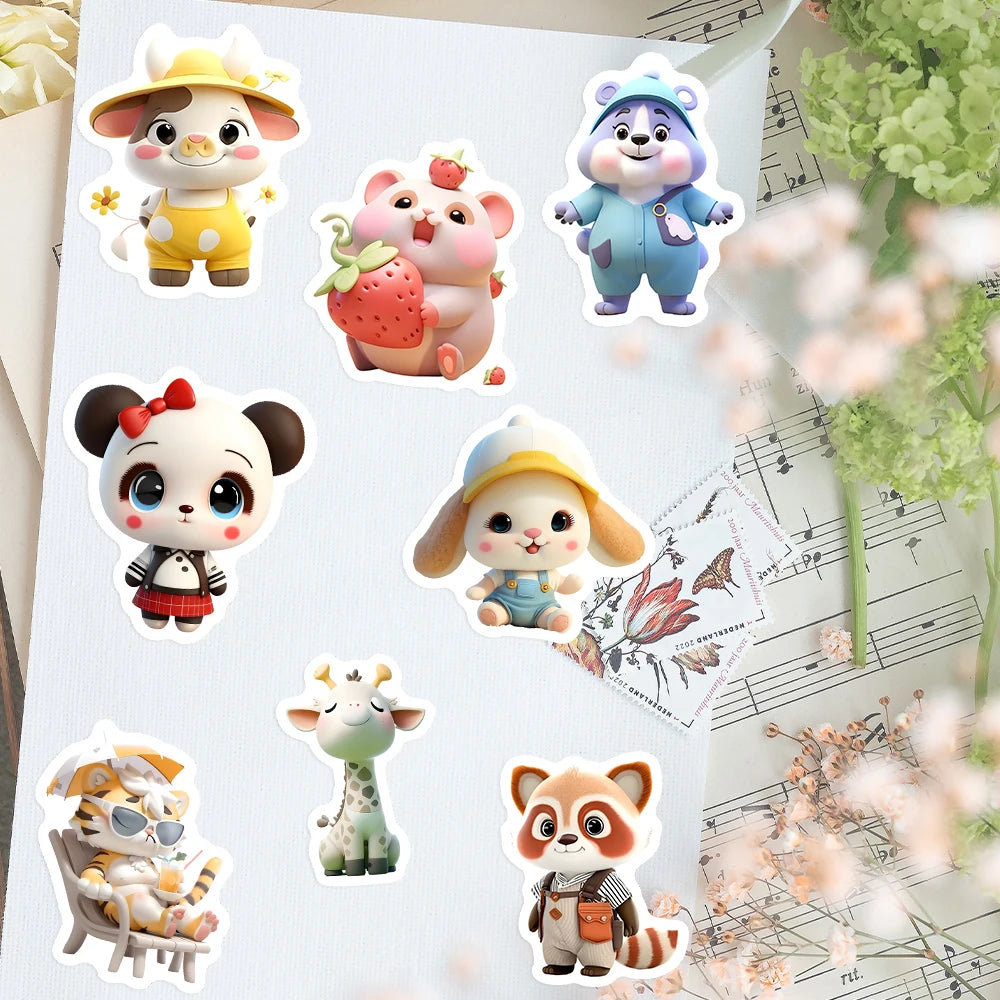 60 pcs Cute/Kawaii  3D Animal Stickers