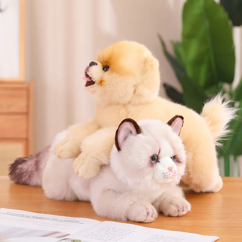 Lying Cats/Dog (Pomeranian) Lifelike Plush Toy- 5 Styles