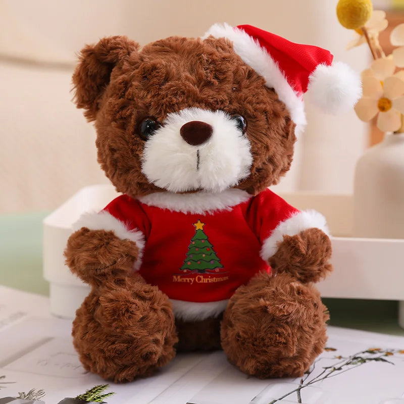 Teddy Bear With Christmas Hat And T-Shirt/Bow Plush Toys 20cm - 18 Styles