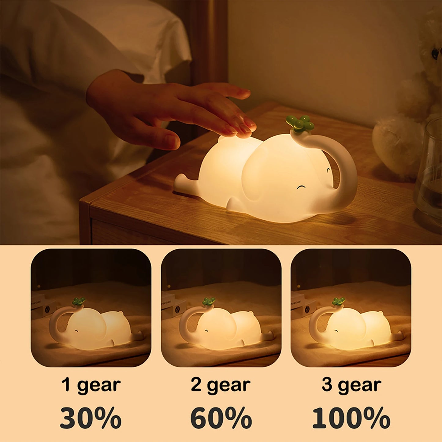 LED Night Light Elephant Silicone Lamp - 2 Styles