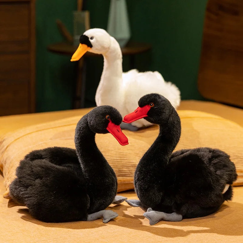 Black/White Swan Lifelike Plush Toy 24cm