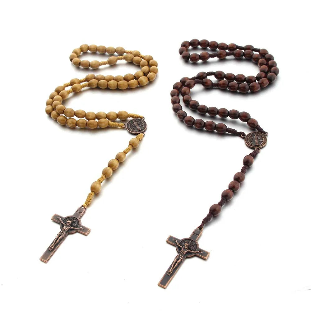 Rosary (Wood Beads With Rope Chain) 70cm - 2 Styles