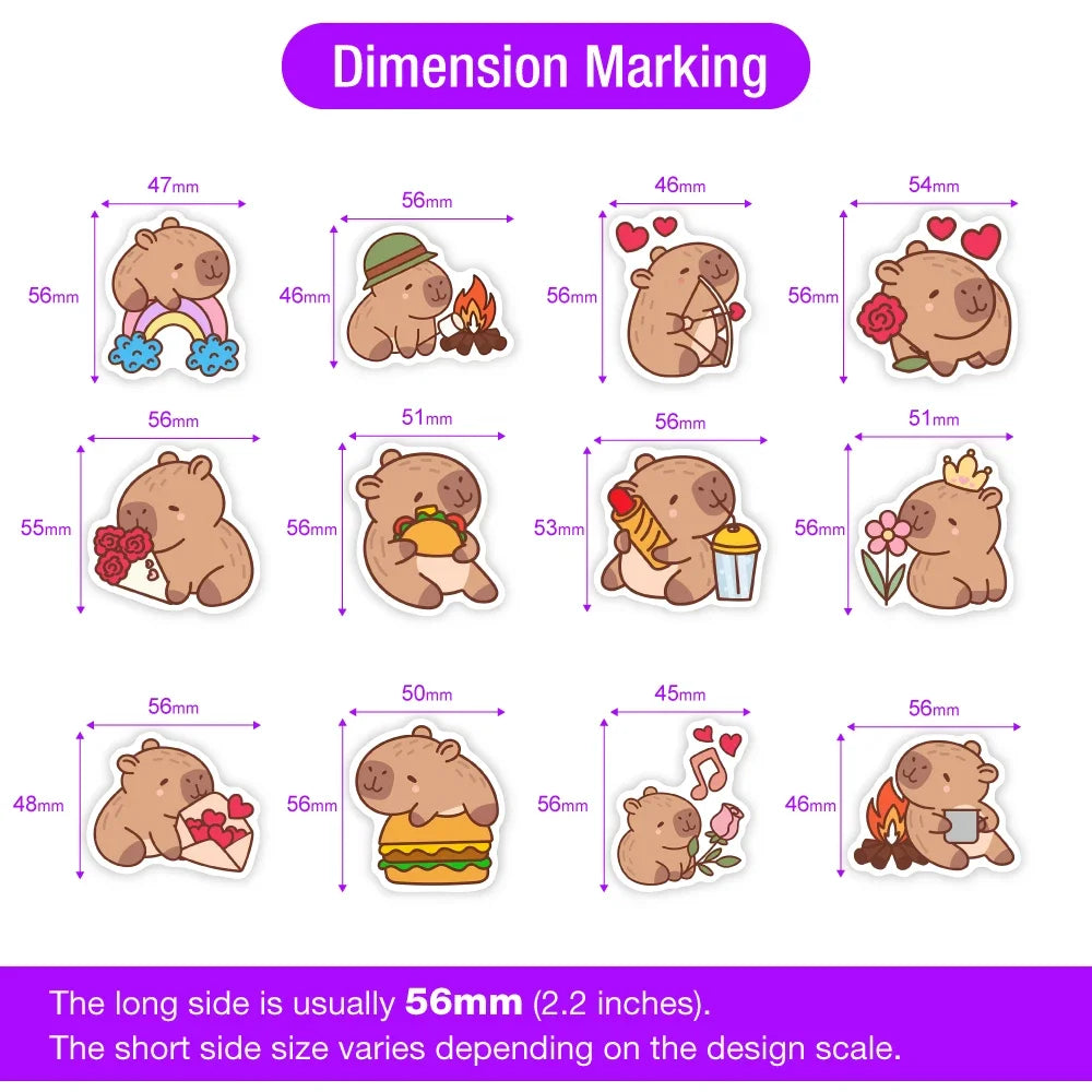 70 pcs Cute/Kawaii Capybara Stickers