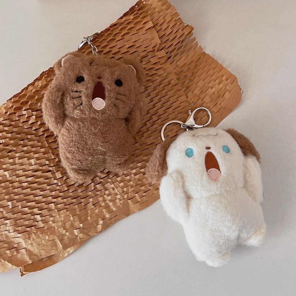 Animal (Rabbit/Bear/Cat/Dog) With Surprised Face Plush Keychains