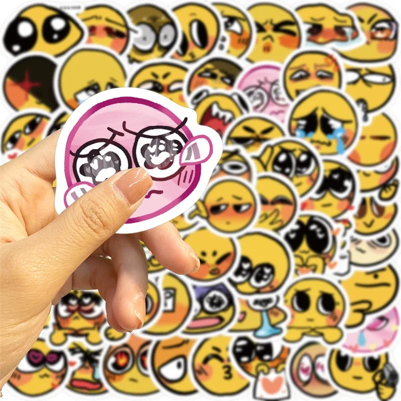 60 pcs Cute/Kawaii and Funny Emoji (Yellow Emotional Face) Stickers