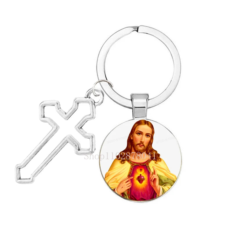 Keychain With The Jesus Image And Cross - 9 Choices