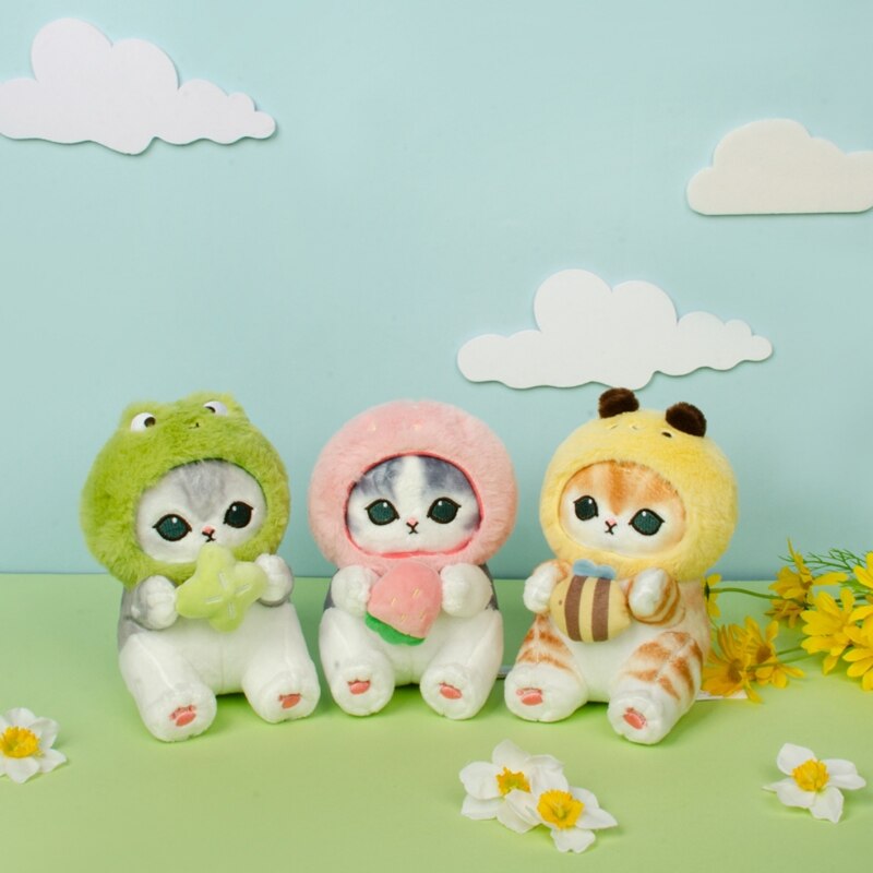 Mofusand Forest Series Cat With (Honeybee/Strawberry/Frog) Plush Toys- 3 styles