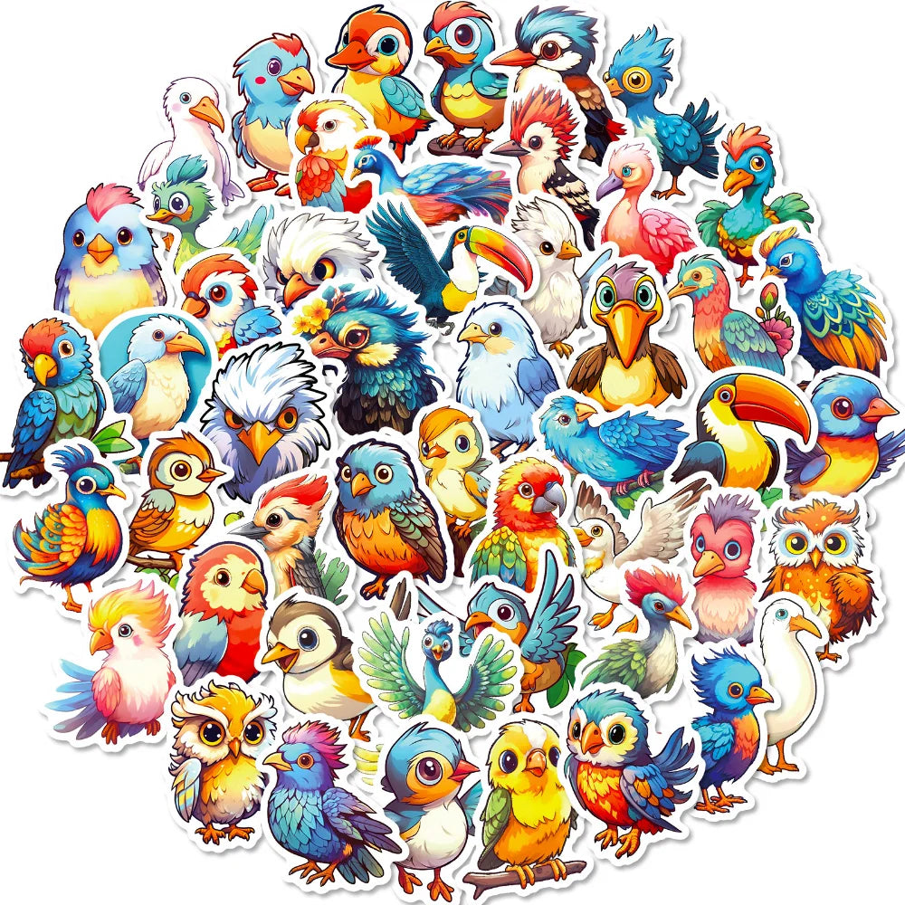 50 pcs Cute/Kawaii Bird Stickers - V2