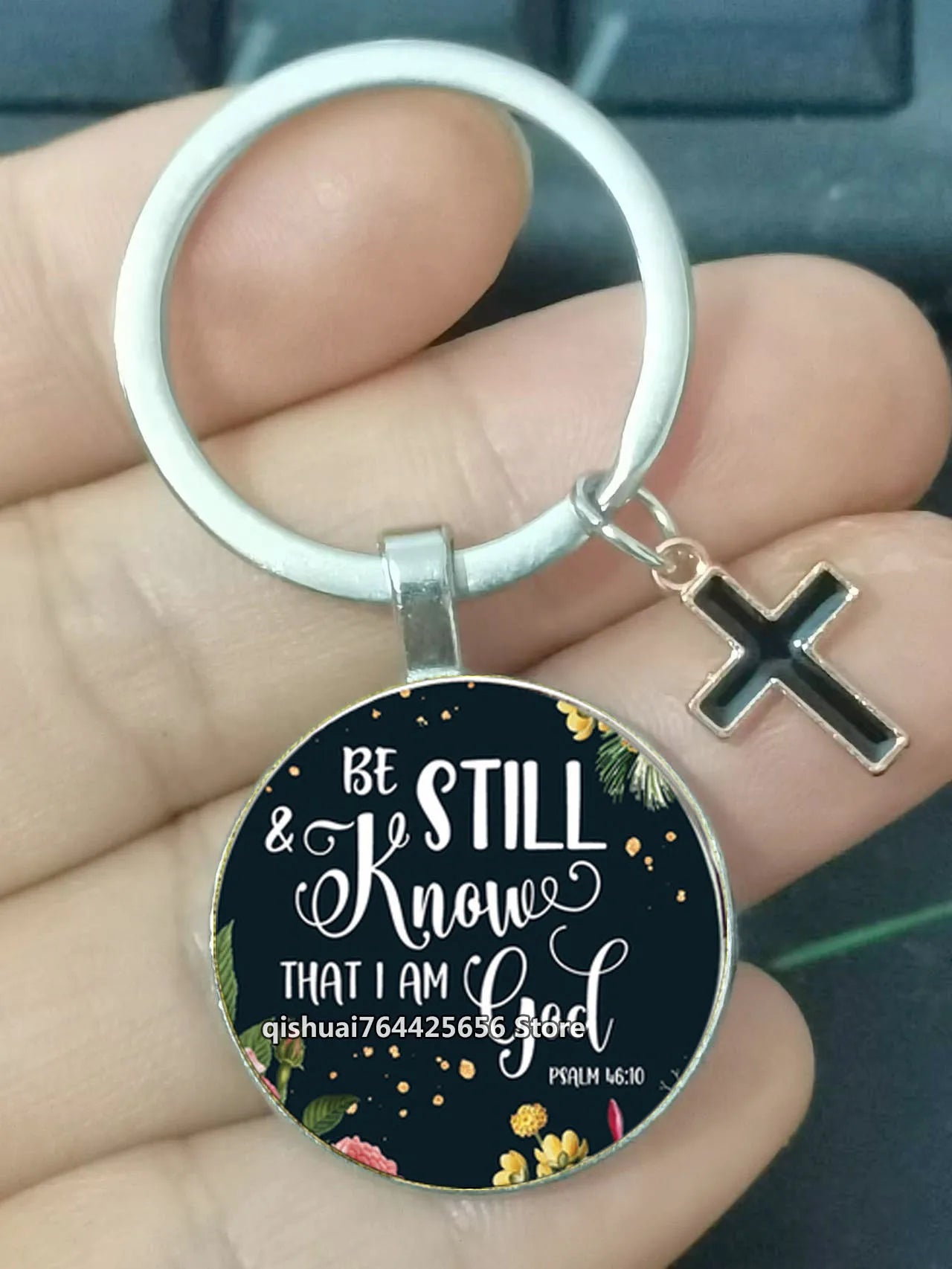 Keychain With The Bible Verse /Religious Message And The Cross  - 22  Styles