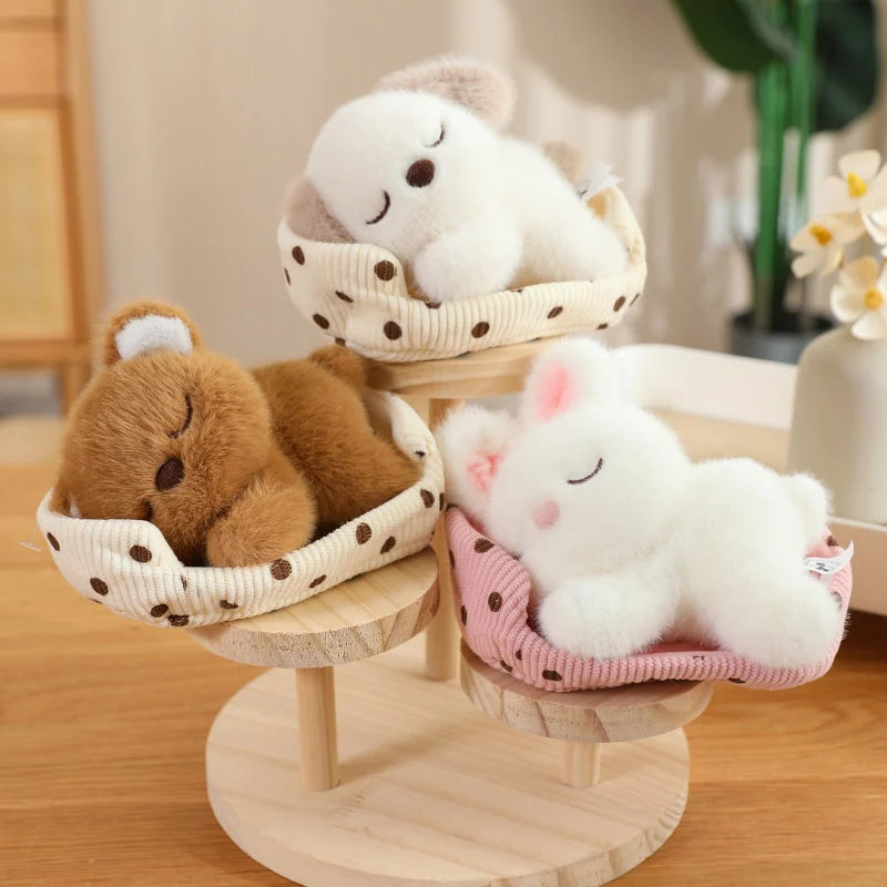 Cute Sleeping Animal(Dog/Cat/Fox/Bear/Rabbit/Pig) Plush Toys 12cm