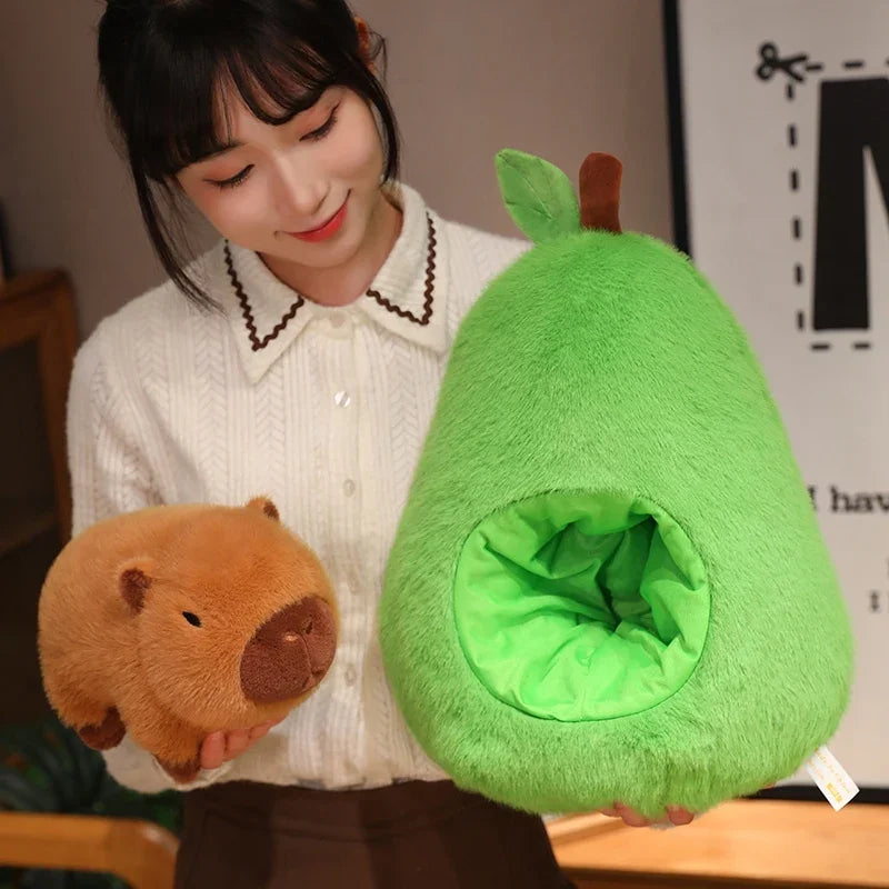 Cute Capybara/Pig With Avocado/Apple Plush Toys25/35/45cm