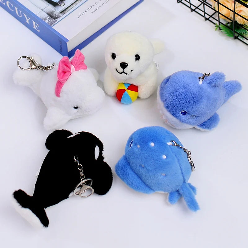 Marine Animal (Seal/Shark/Killer Whale/Dolphin/Fish) Plush Keychains 12cm