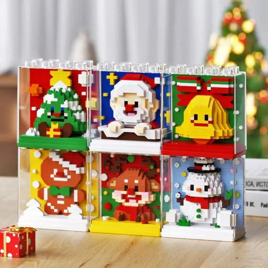 Cute Christmas And Clear Display Set Mini Building Blocks - 6 Styles