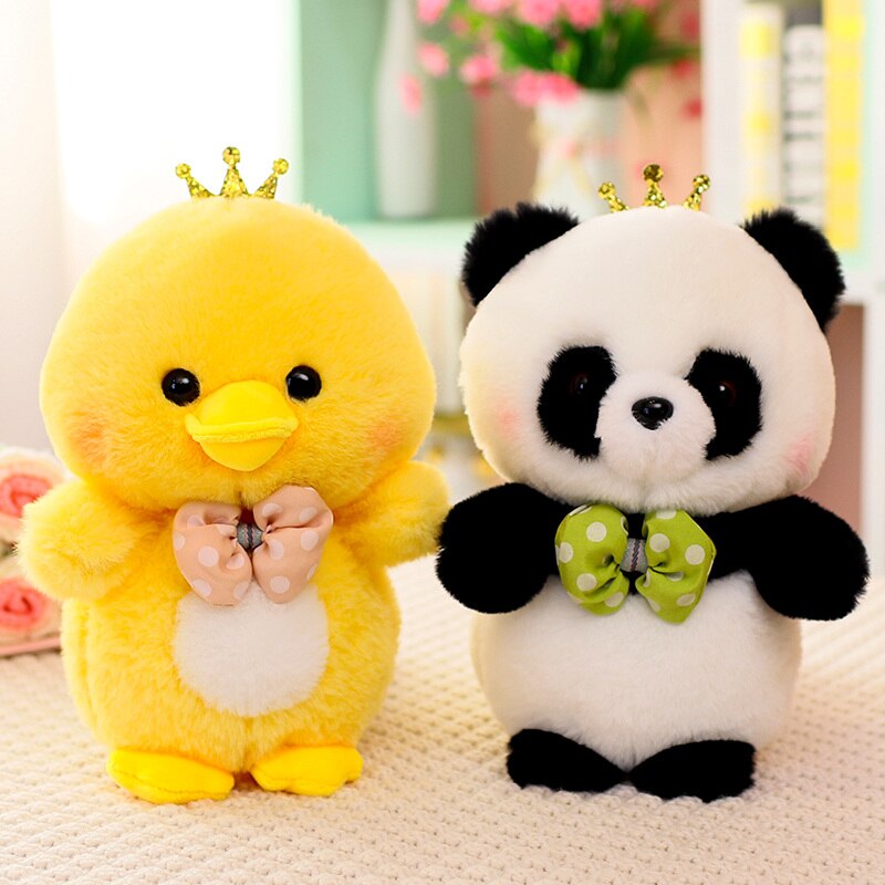 Cute Animal(Penguin/Duck/Frog/Panda/Elephant/Pig) With Crown Plush Toys 25cm