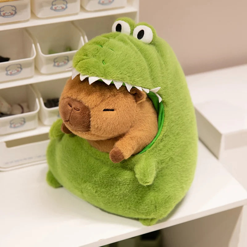 Cute Capybara With Green Dinosaur Plush Toys 30/40cm