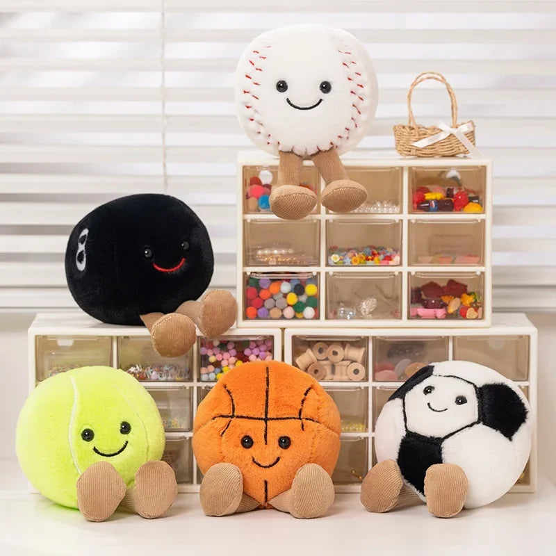 Cute Basketball/Football/Billiard Ball/Baseball/Tennis Ball Plush Toys 10cm