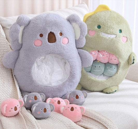 A Bag of 6 pcs Animal Plushies Pillow Plush Toys  40x50cm - Koala/Bear/Panda/Rabbit/Dinosaur