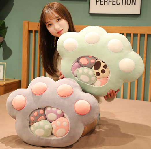 A Bag of 5pcs Cat Paw Pillow Plush Toys 50x40cm