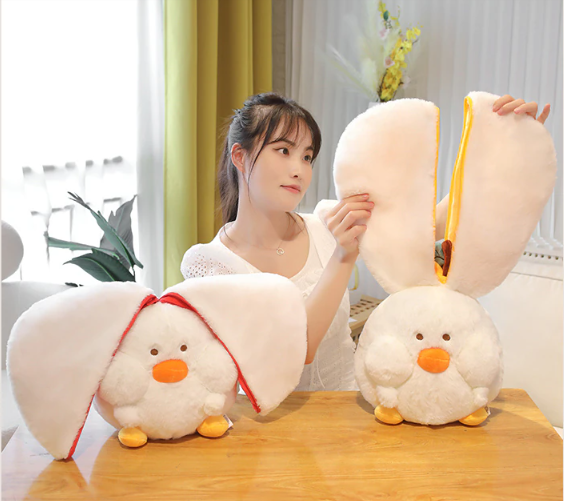 Funny Duck In Pear/Heart Bag Plush Toys 20-35cm