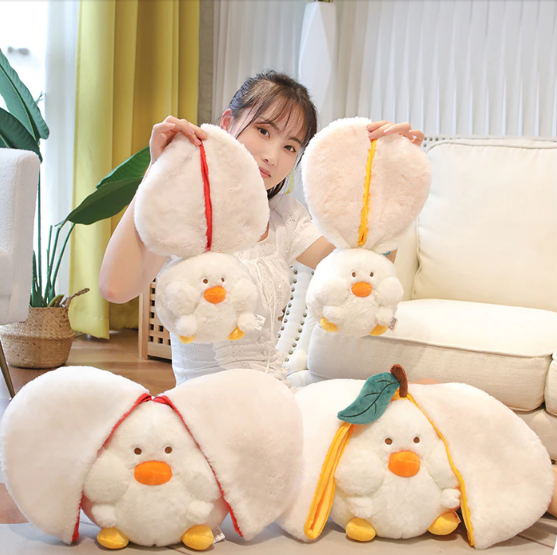 Funny Duck In Pear/Heart Bag Plush Toys 20-35cm