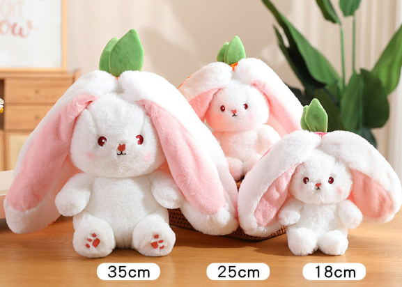 Funny Rabbit In Carrot/Strawberry Bag Plush Toys 18cm/25cm/35cm