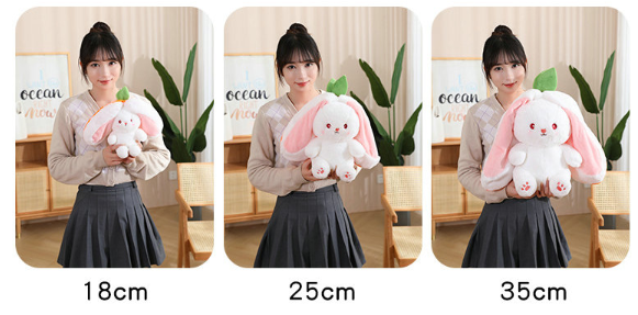 Funny Rabbit In Carrot/Strawberry Bag Plush Toys 18cm/25cm/35cm