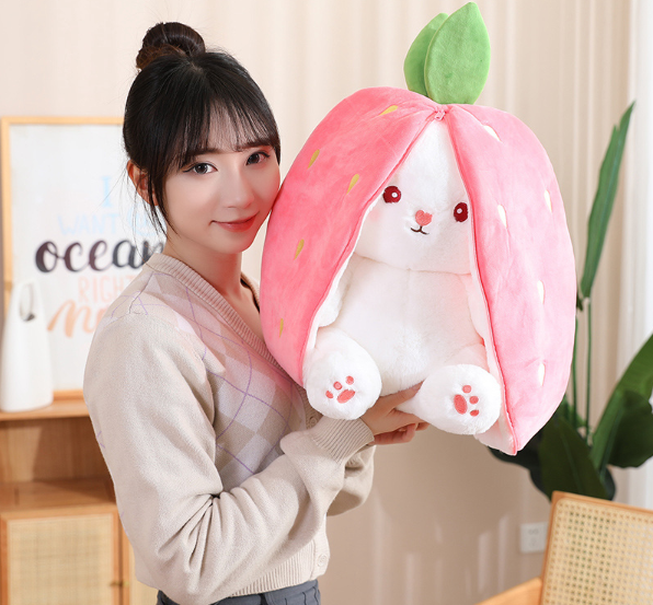 Funny Rabbit In Carrot/Strawberry Bag Plush Toys 18cm/25cm/35cm