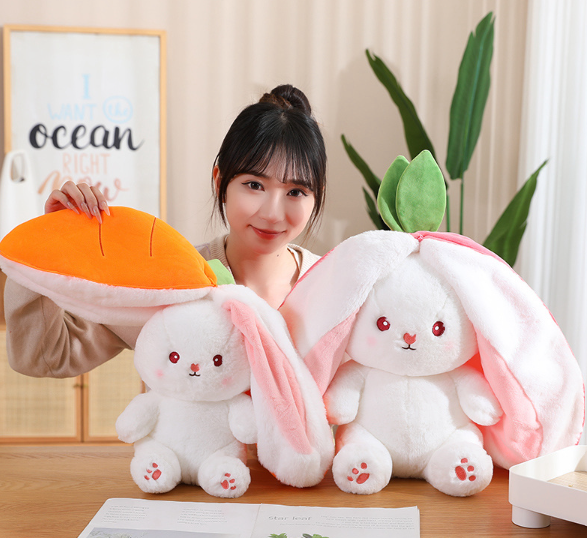 Funny Rabbit In Carrot/Strawberry Bag Plush Toys 18cm/25cm/35cm