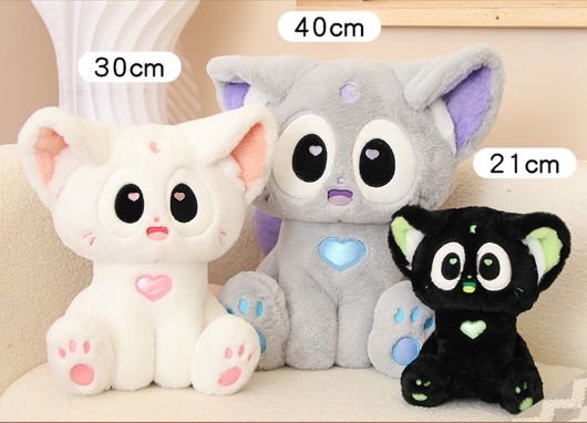 Cut Cat Plush Toys 21cm/30cm/40cm - Black/White/Grey